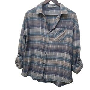 Prana Women’s Percy Plaid Flannel Button Up Long Sleeve Shirt Small